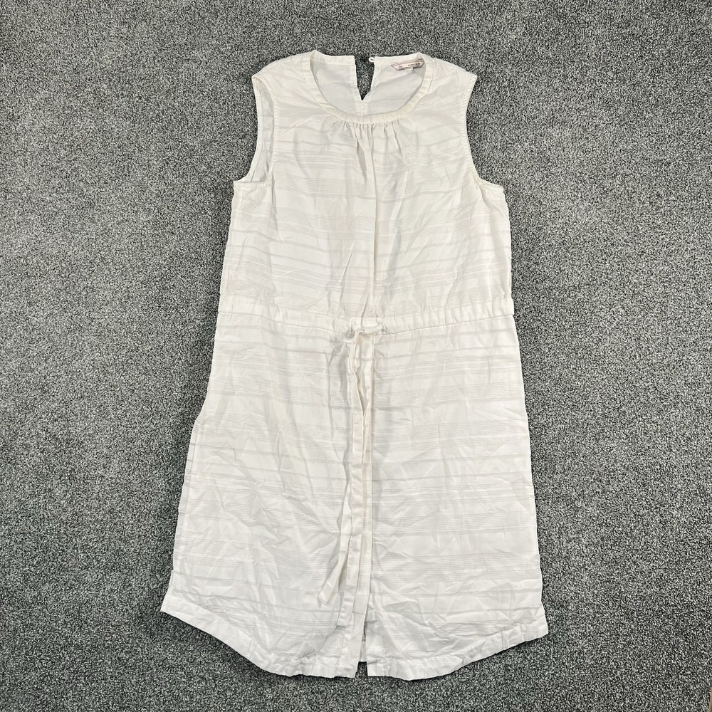 GAP Designed Crafted Womens XS White Drawstring Sleeveless Midi Shirt Dress